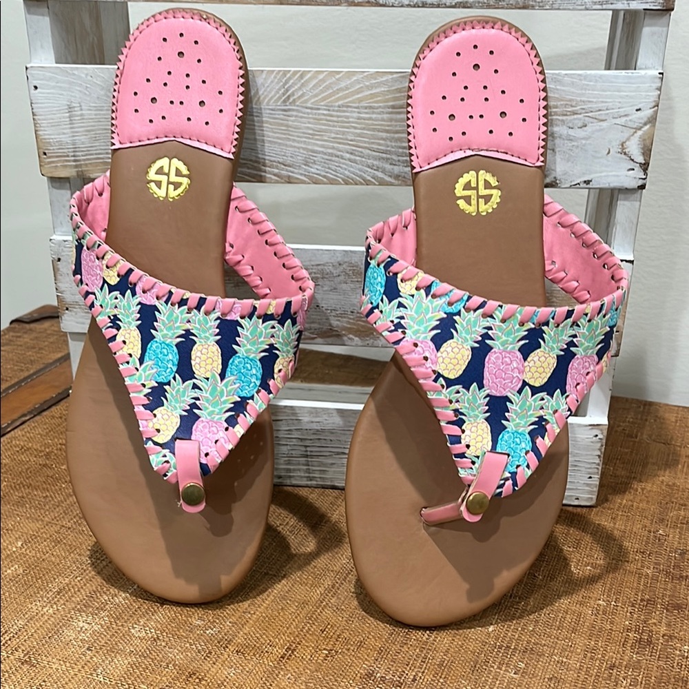 Simply Southern Stylish Pink Pineapple Sandals - Picture 2 of 3
